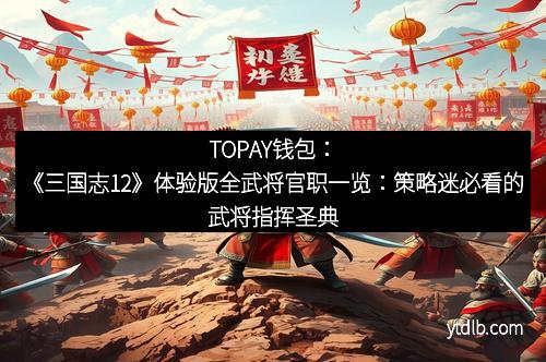 TOPAY钱包：《三国志12》体验版全武将官职一览：策略迷必看的武将指挥圣典